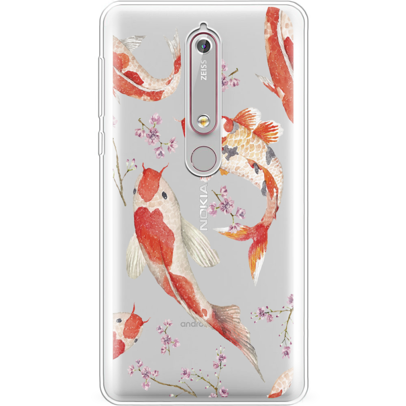 Прозрачный чехол Uprint Nokia 6 2018 Japanese Koi Fish