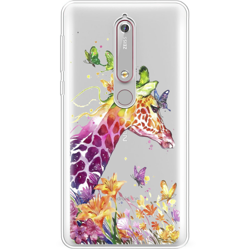 Прозрачный чехол Uprint Nokia 6 2018 Colorful Giraffe