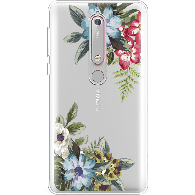 Прозрачный чехол Uprint Nokia 6 2018 Floral