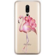 Прозрачный чехол Uprint Meizu 16X Floral Flamingo