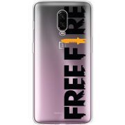 Прозрачный чехол Uprint OnePlus 6T Free Fire Black Logo