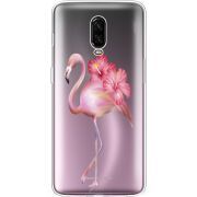 Прозрачный чехол Uprint OnePlus 6T Floral Flamingo