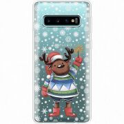 Прозрачный чехол Uprint Samsung G973 Galaxy S10 Christmas Deer with Snow