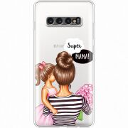 Прозрачный чехол Uprint Samsung G975 Galaxy S10 Plus Super Mama and Daughter