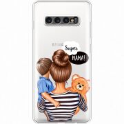 Прозрачный чехол Uprint Samsung G975 Galaxy S10 Plus Super Mama and Son