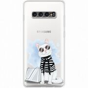 Прозрачный чехол Uprint Samsung G975 Galaxy S10 Plus Cat Style