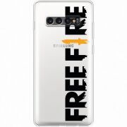 Прозрачный чехол Uprint Samsung G975 Galaxy S10 Plus Free Fire Black Logo