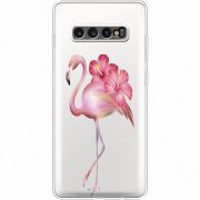 Прозрачный чехол Uprint Samsung G975 Galaxy S10 Plus Floral Flamingo