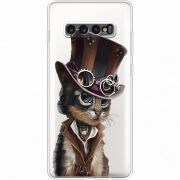 Прозрачный чехол Uprint Samsung G975 Galaxy S10 Plus Steampunk Cat