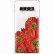 Прозрачный чехол Uprint Samsung G975 Galaxy S10 Plus Red Poppies