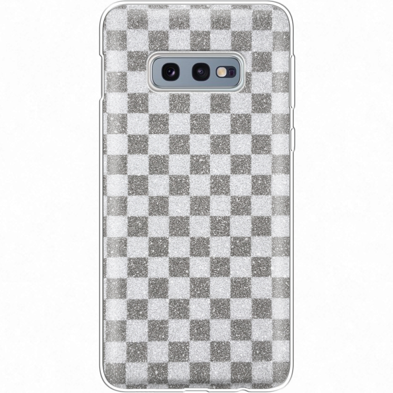 Чехол с блёстками Samsung G970 Galaxy S10e Шахматы