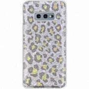 Чехол с блёстками Samsung G970 Galaxy S10e Леопард