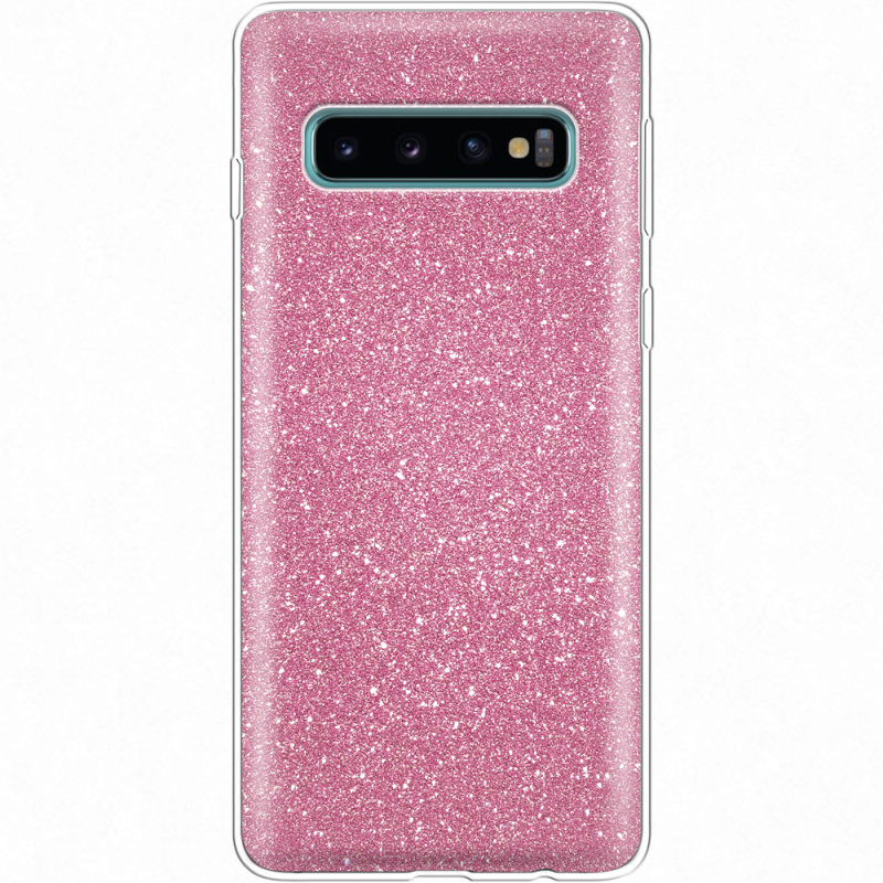 Чехол с блёстками Samsung G973 Galaxy S10 Розовый