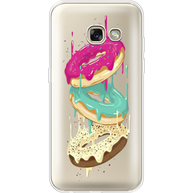 Прозрачный чехол Uprint Samsung A320 Galaxy A3 2017 Donuts
