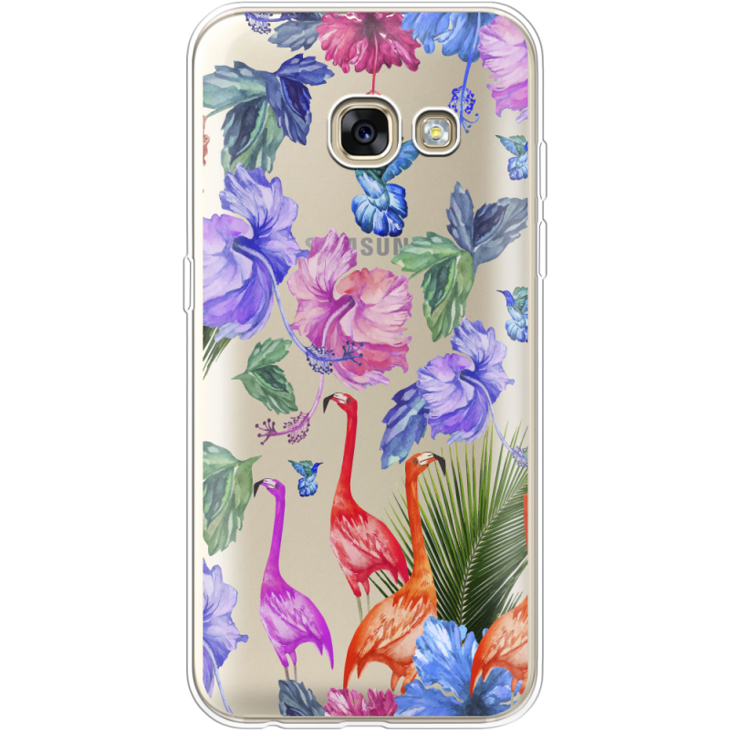 Прозрачный чехол Uprint Samsung A320 Galaxy A3 2017 Flamingo