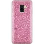 Чехол с блёстками Samsung A530 Galaxy A8 (2018) Розовый