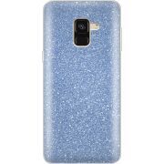 Чехол с блёстками Samsung A530 Galaxy A8 (2018) Голубой