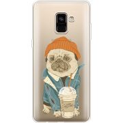 Прозрачный чехол Uprint Samsung A730 Galaxy A8 Plus (2018) Dog Coffeeman