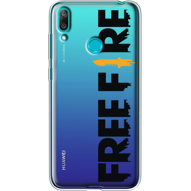 Прозрачный чехол Uprint Huawei Y7 2019 Free Fire Black Logo