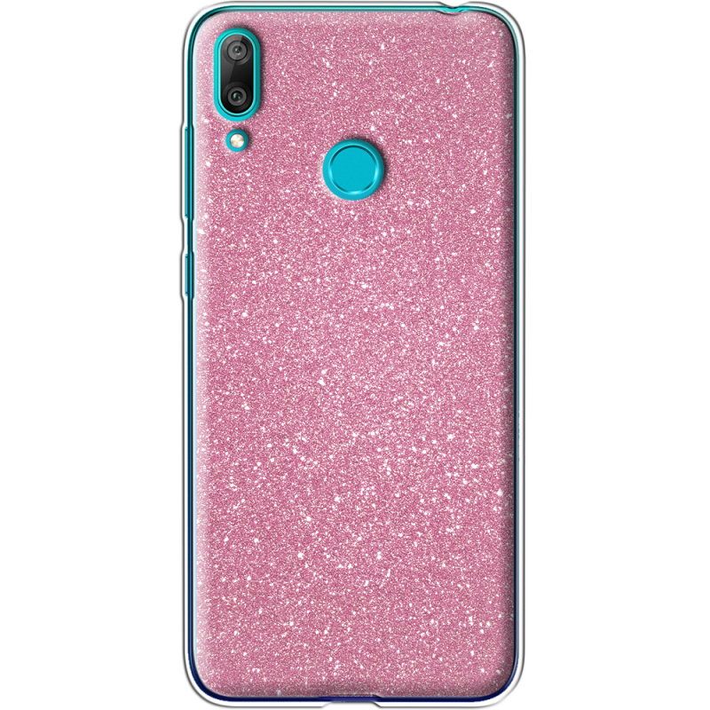 Чехол с блёстками Huawei Y7 2019 Розовый