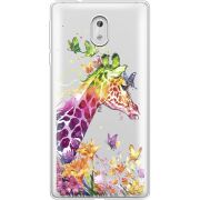 Прозрачный чехол Uprint Nokia 3 Colorful Giraffe