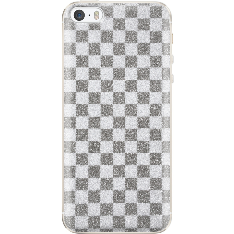 Чехол с блёстками Apple iPhone 5 / 5S / SE Шахматы