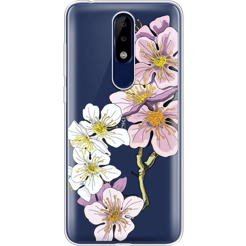 Прозрачный чехол Uprint Nokia 5.1 Plus Cherry Blossom