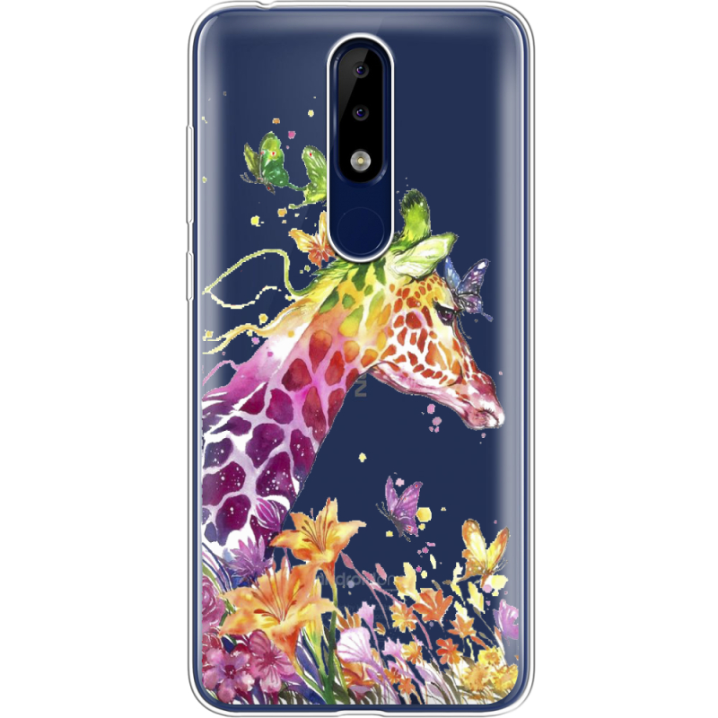 Прозрачный чехол Uprint Nokia 5.1 Plus Colorful Giraffe