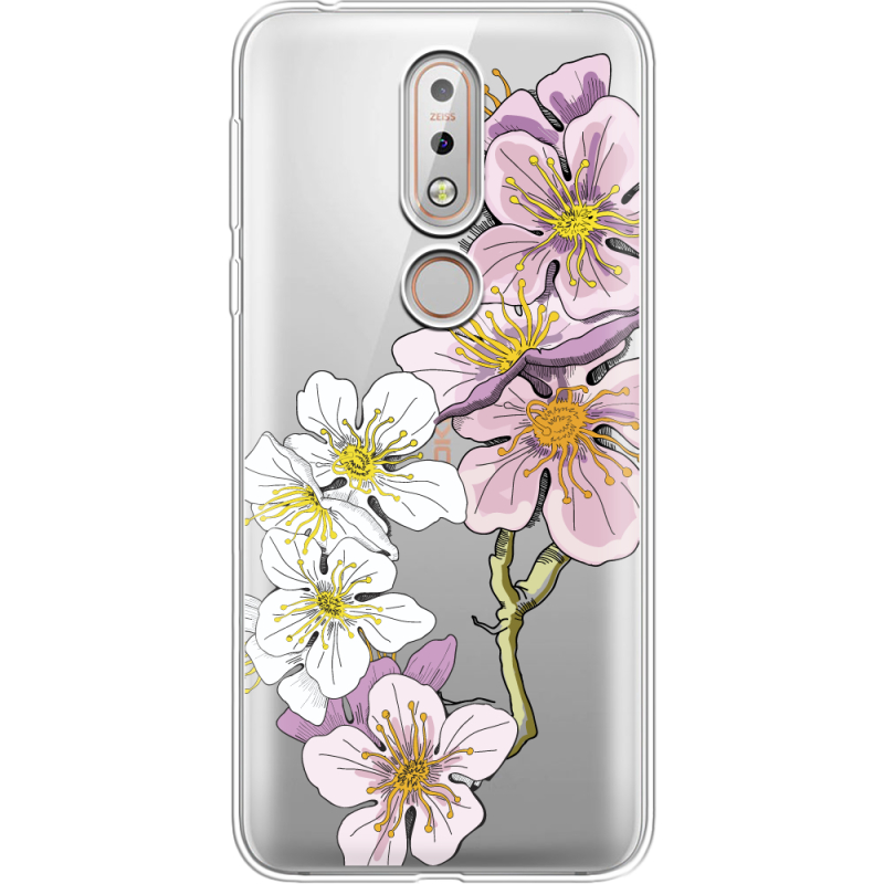 Прозрачный чехол Uprint Nokia 7.1 Cherry Blossom
