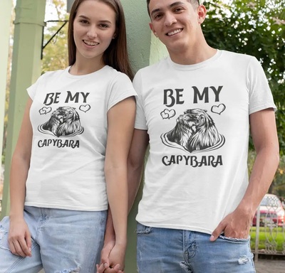 Парні футболки чоловіча та жіноча з принтом Be my Capibara