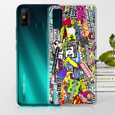 Чехол BoxFace Tecno Spark 6 Go Multicolored Inscriptions