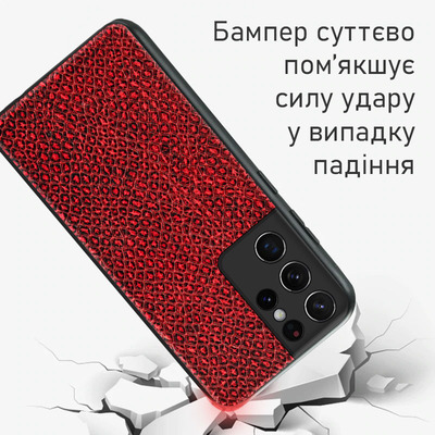 Кожаный чехол Boxface Samsung G998 Galaxy S21 Ultra Snake Red