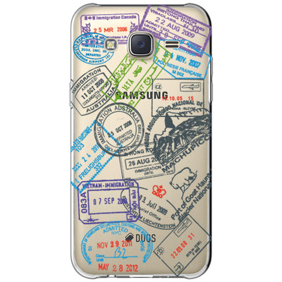 Чехол прозрачный U-Print 3D Samsung J500H Galaxy J5 Passport Stamp