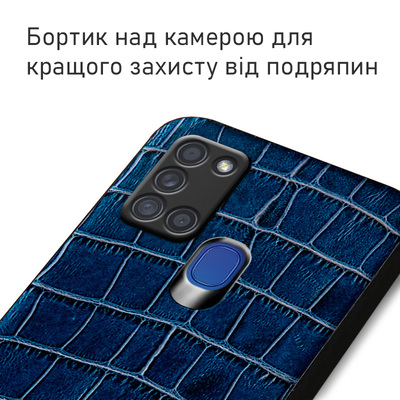 Кожаный чехол Boxface Samsung A217 Galaxy A21s Crocodile Blue