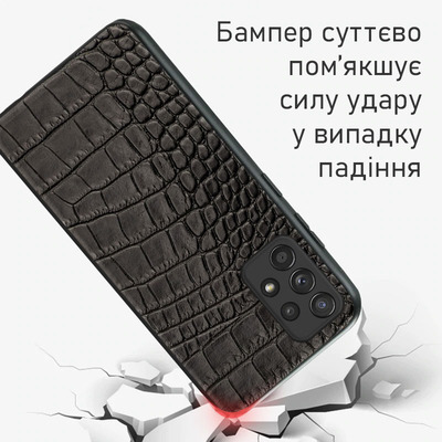 Кожаный чехол Boxface Samsung A525 Galaxy A52 Crocodile Black