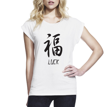 Женская футболка с закатанными рукавами Luck