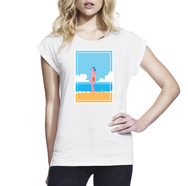 Женская футболка с закатанными рукавами Summer Beach