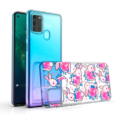 Прозрачный чехол BoxFace Samsung A217 Galaxy A21s Pink Rabbits