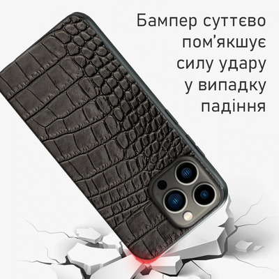 Кожаный чехол BoxFace Apple iPhone 13 Pro Crocodile Black