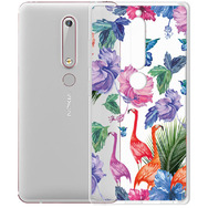 Чехол прозрачный U-Print Nokia 6 2018 Фламинго