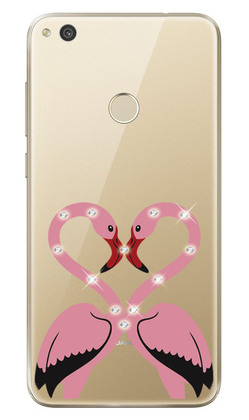 Чехол U-Print Huawei P8 Lite 2017 Фламинго со стразами