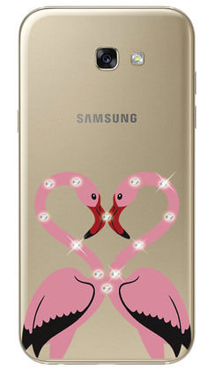 Чехол U-Print Samsung A520 Galaxy A5 2017 Фламинго со стразами