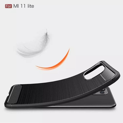 Чехол Carbon Fiber Xiaomi Mi 11 Lite Черный