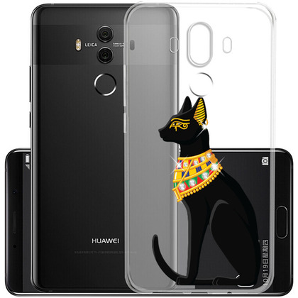 Чехол прозрачный U-Print Huawei Mate 10 Pro Egipet Cat со стразами