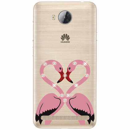 Чехол U-Print Huawei Y3 2 (Y3ii) Фламинго со стразами