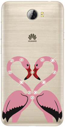 Чехол U-Print Huawei Y5 2 (Y5ii) Фламинго со стразами