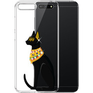 Чехол прозрачный U-Print Huawei Y6 2018 Egipet Cat со стразами