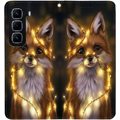 Чохол-книжка BoxFace для Infinix Hot 50 Pro Plus Лисичка в Гірляндах