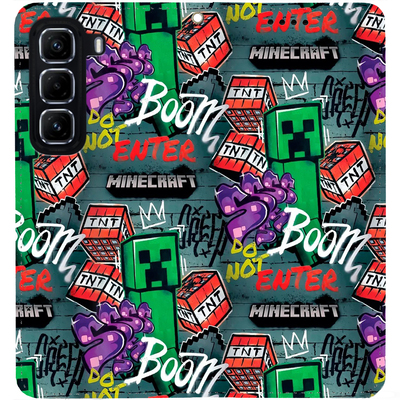 Чохол-книжка BoxFace для Infinix Hot 50 Pro Plus Minecraft Creeper Boom