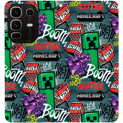 Чохол-книжка BoxFace для Infinix Note 50 Minecraft Creeper Boom